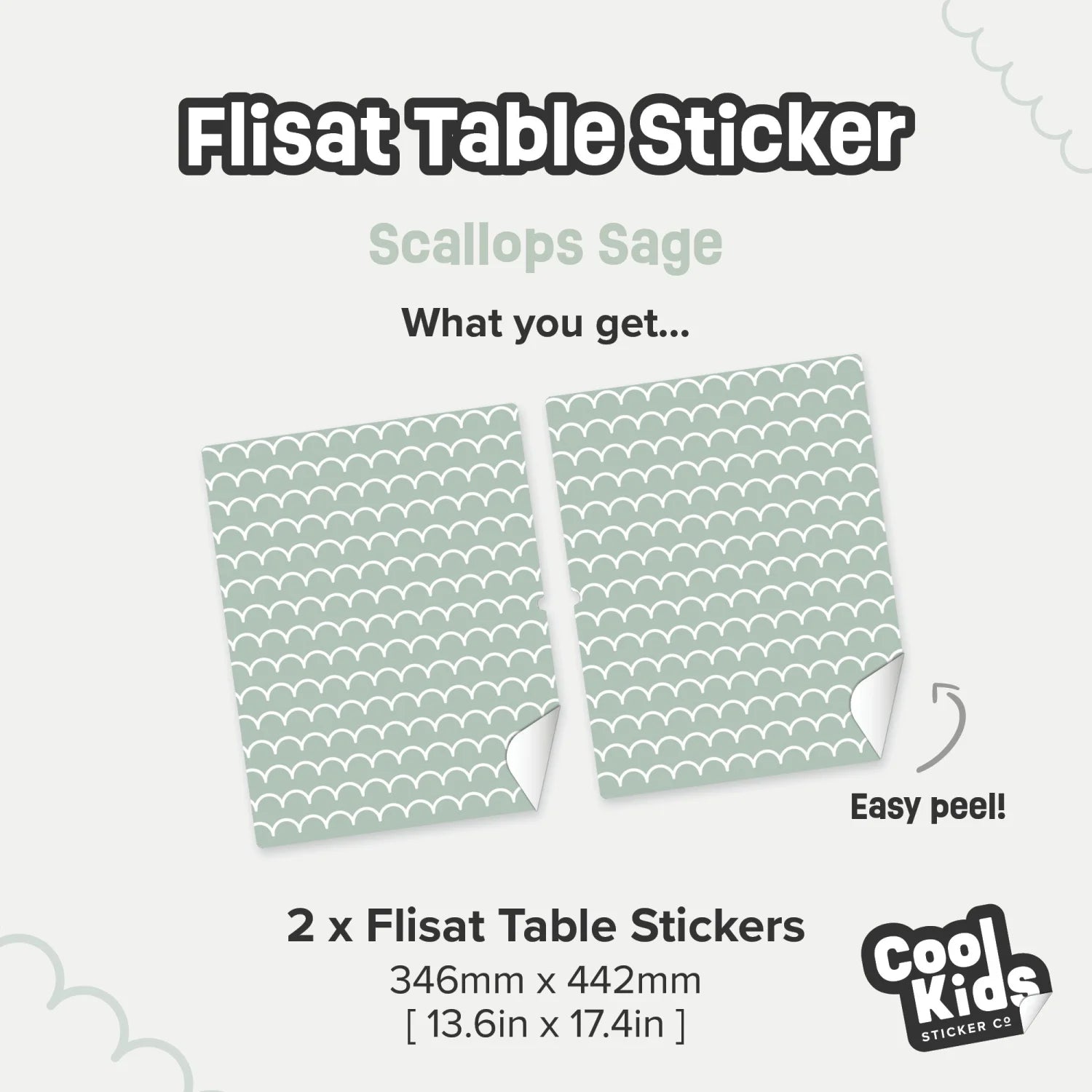 Flisat Table Scallops Sage Decal - Furniture Decals