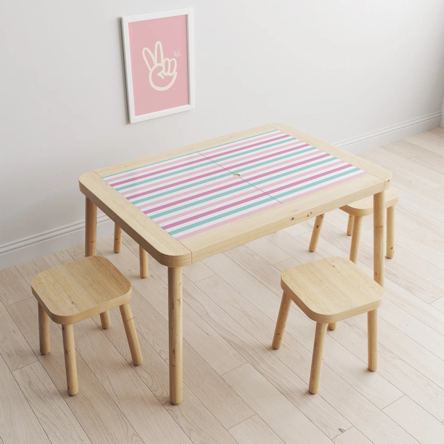 Flisat Table Stripes Pink Decal - Furniture Decals - Flisat