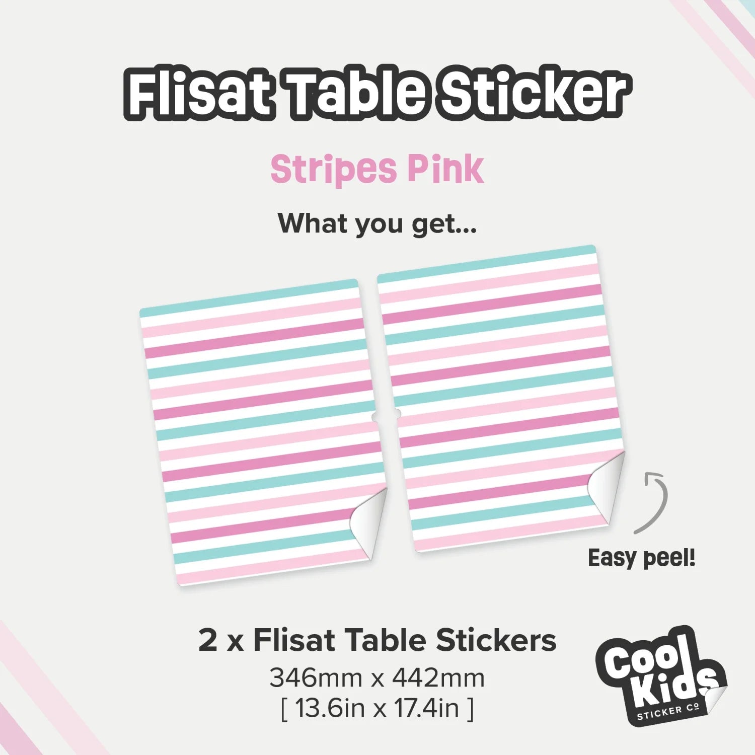 Flisat Table Stripes Pink Decal - Furniture Decals - Flisat