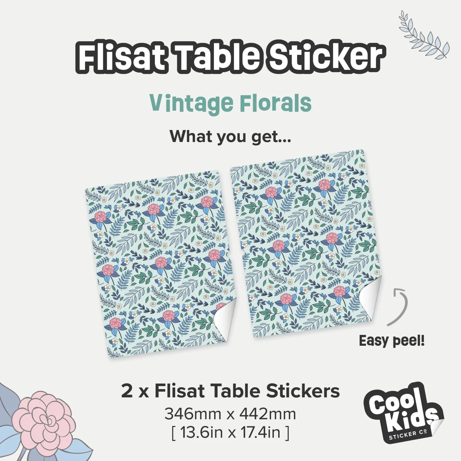 Flisat Table Vintage Florals Decal - Furniture Decals