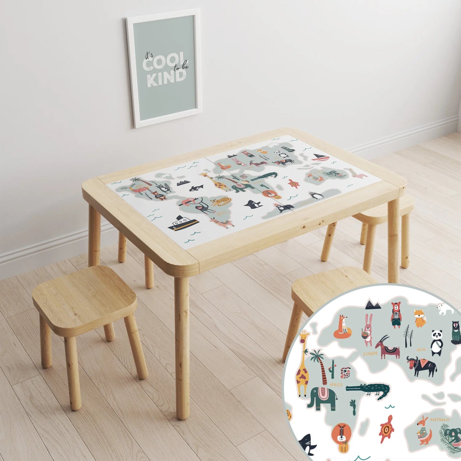 Flisat Table World Map Decal - DF3.