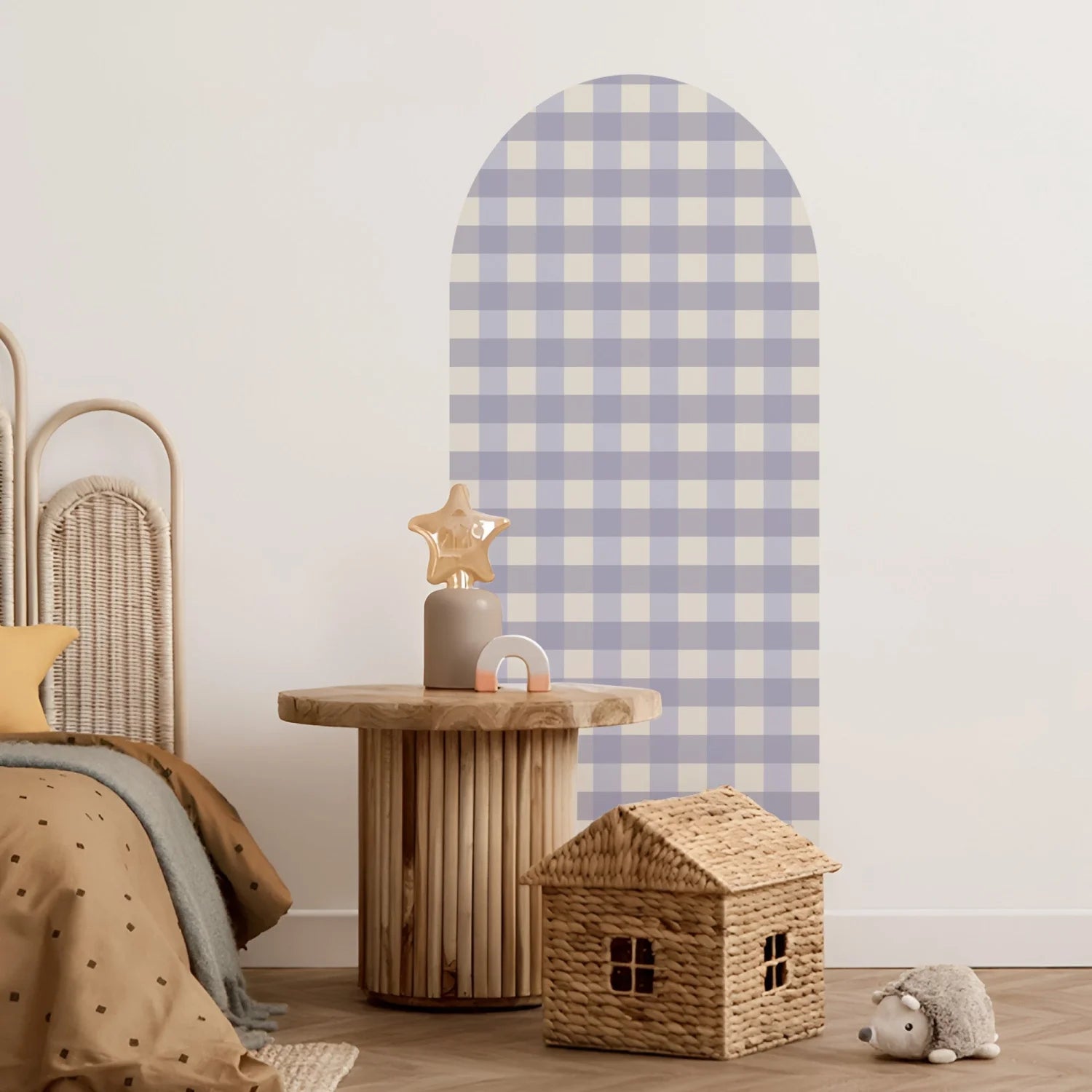Gingham Patterned Arch Wall Decals - Medium / Lavender &