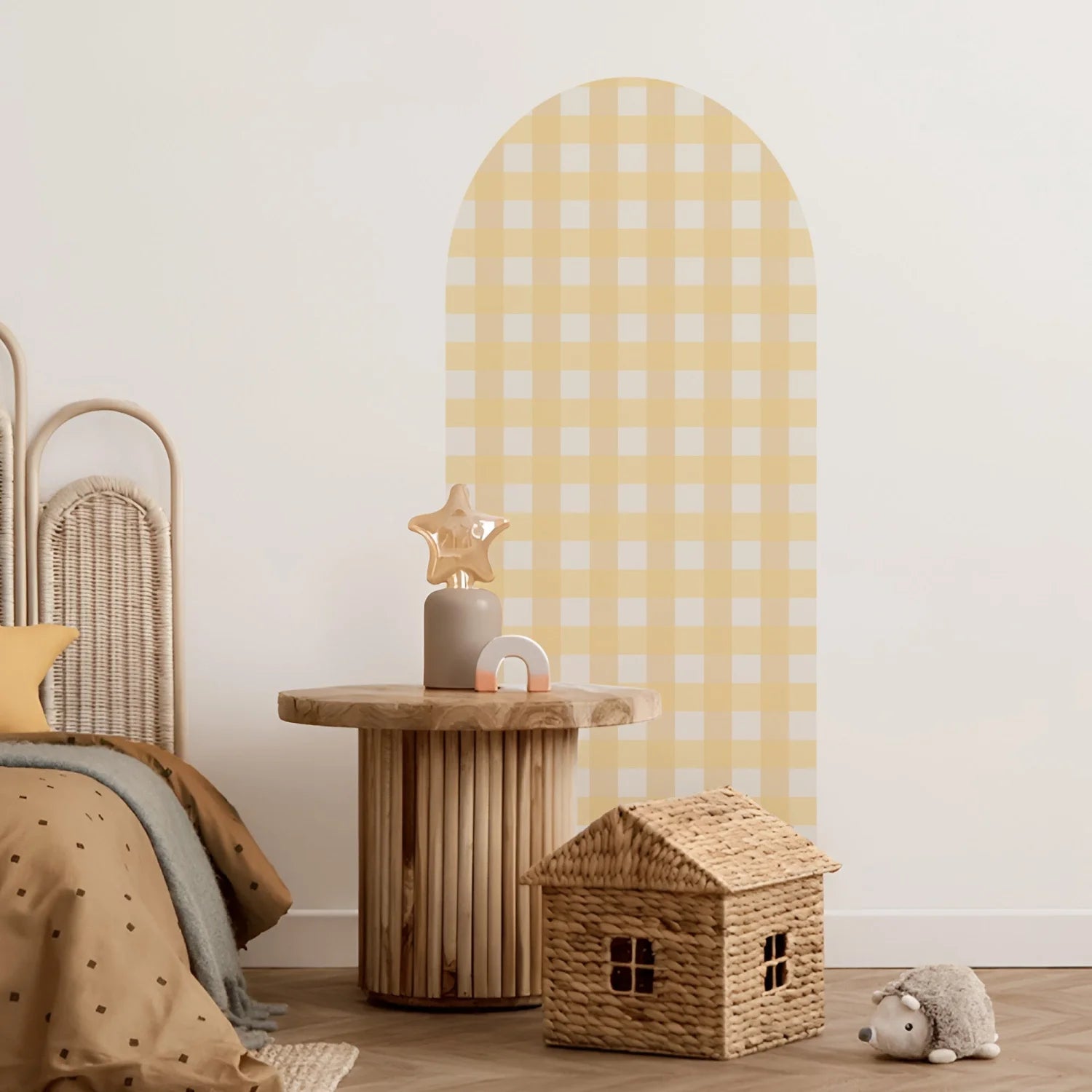 Gingham Patterned Arch Wall Decals - Medium / Yellow &