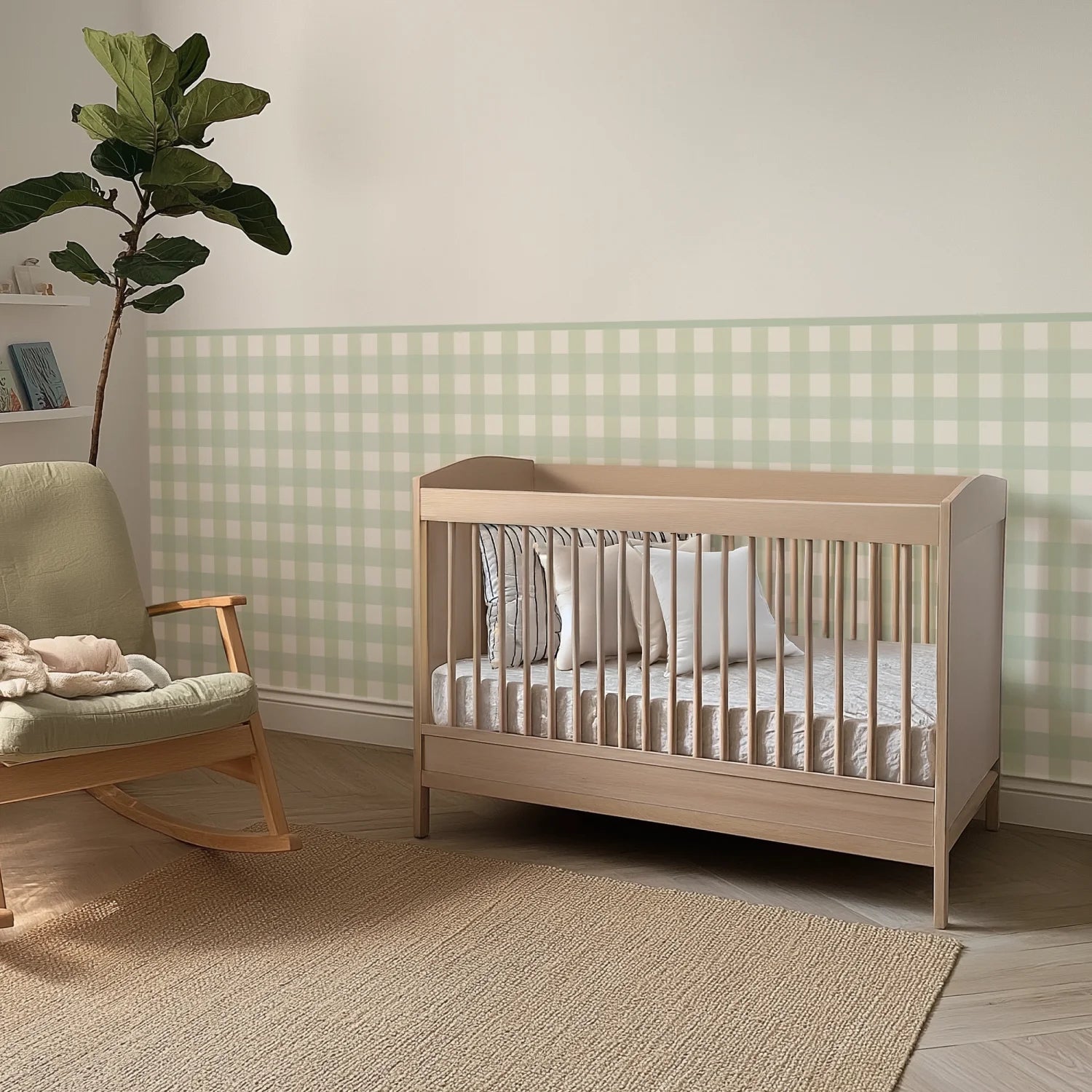 Gingham Wall Panels - Apple & Sage - DW11.