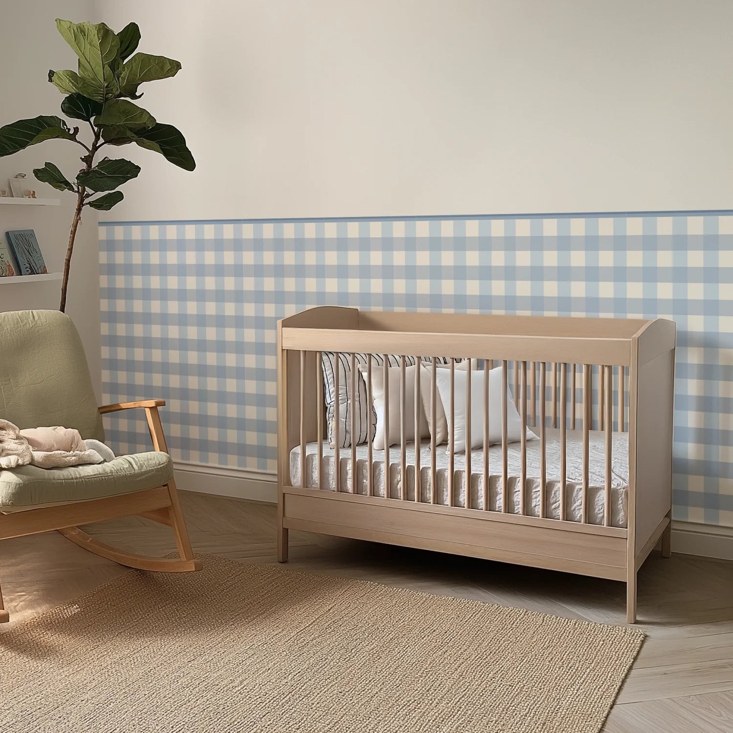 Gingham Wall Panels - Blue & Sky - DW11.