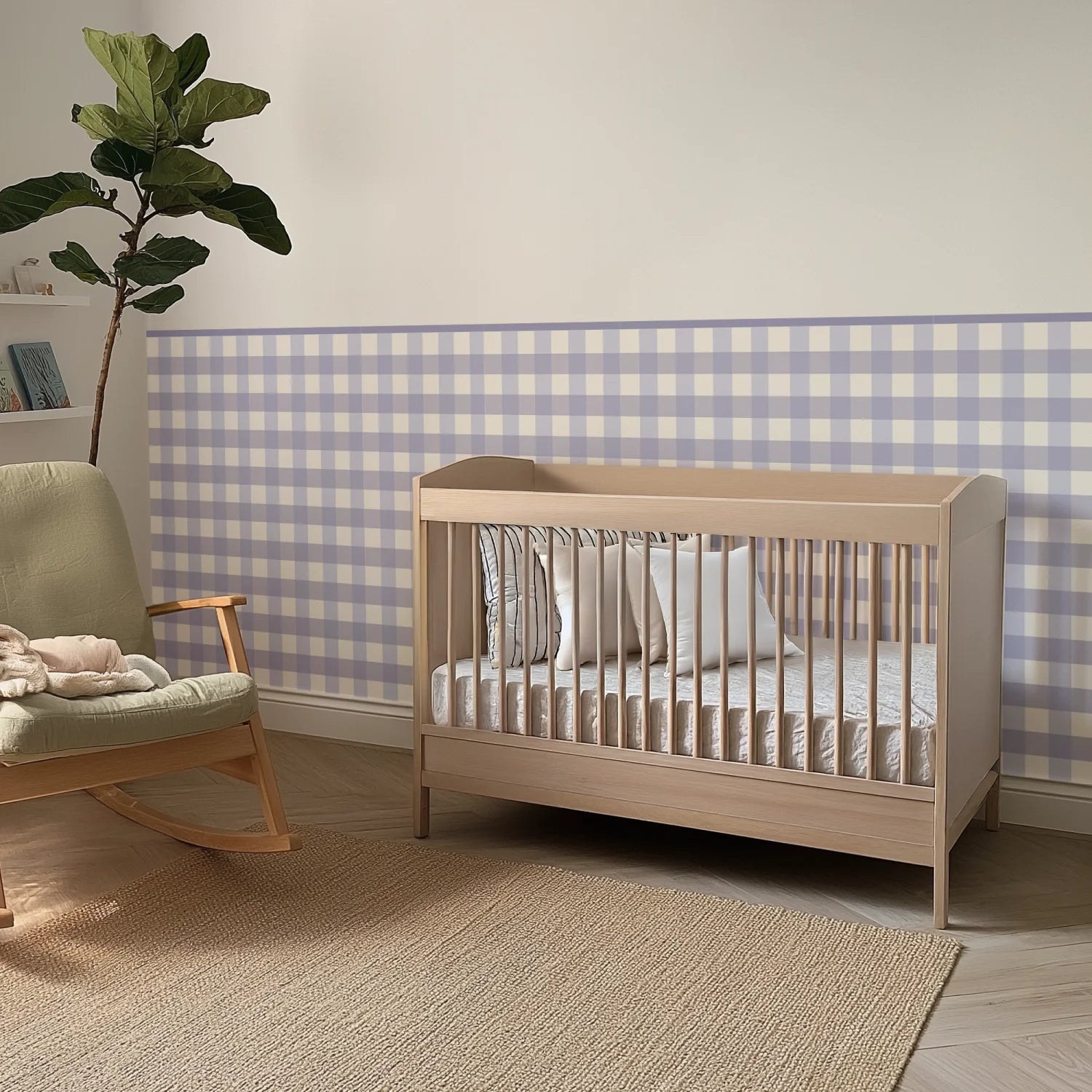 Gingham Wall Panels - Lavender & Purple - DW11.