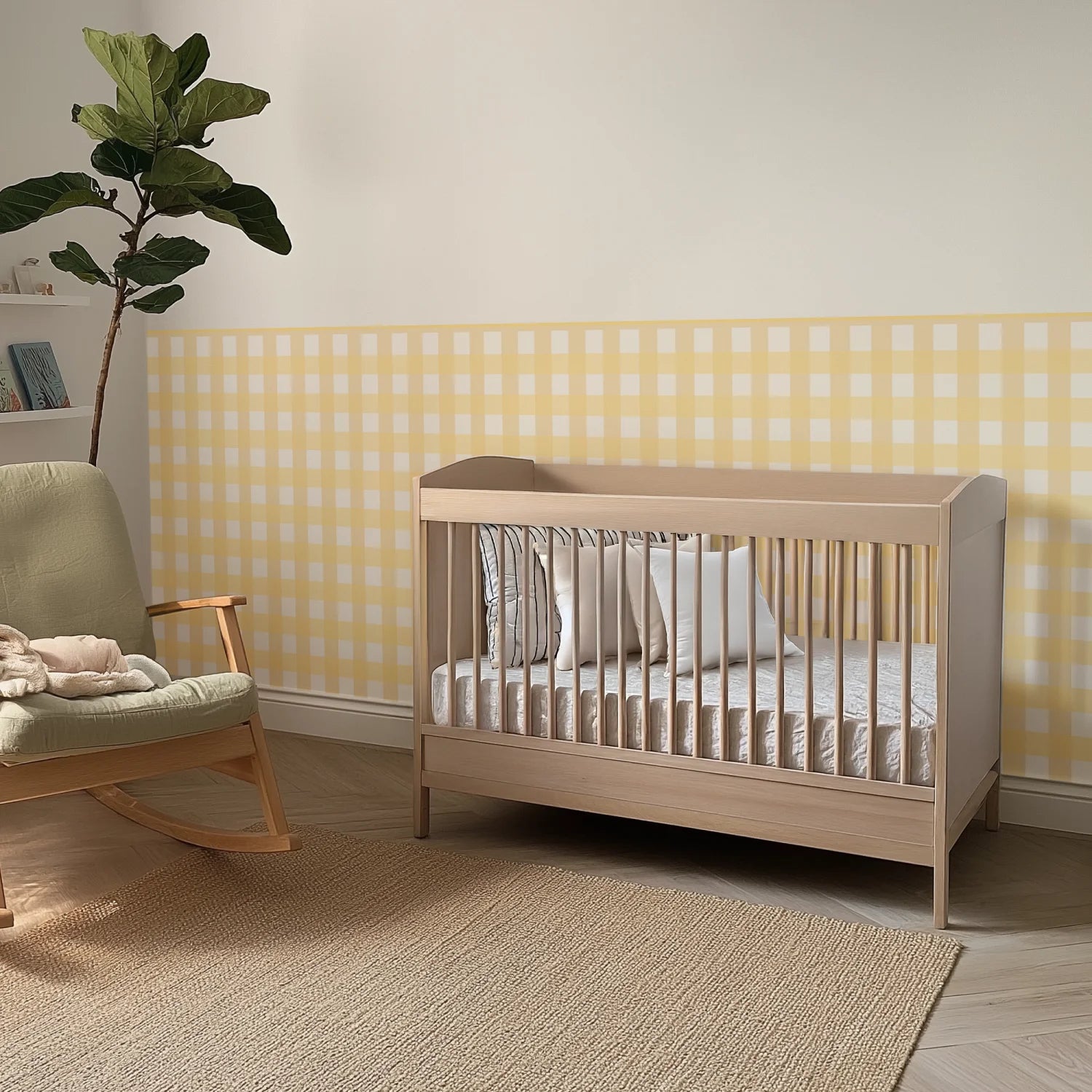 Gingham Wall Panels - Yellow & Butter - DW11.