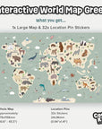 Green Interactive World Map Wall Decal - Decals - Maps