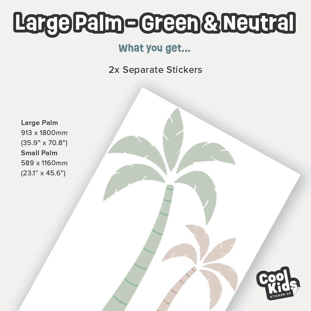 Green &amp; Neutral Palm Tree Wall Decal - Large - Decals