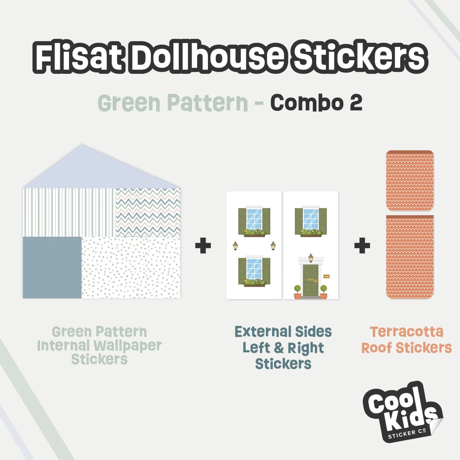 Green Pattern Flisat Dollhouse Decals - Furniture Decals