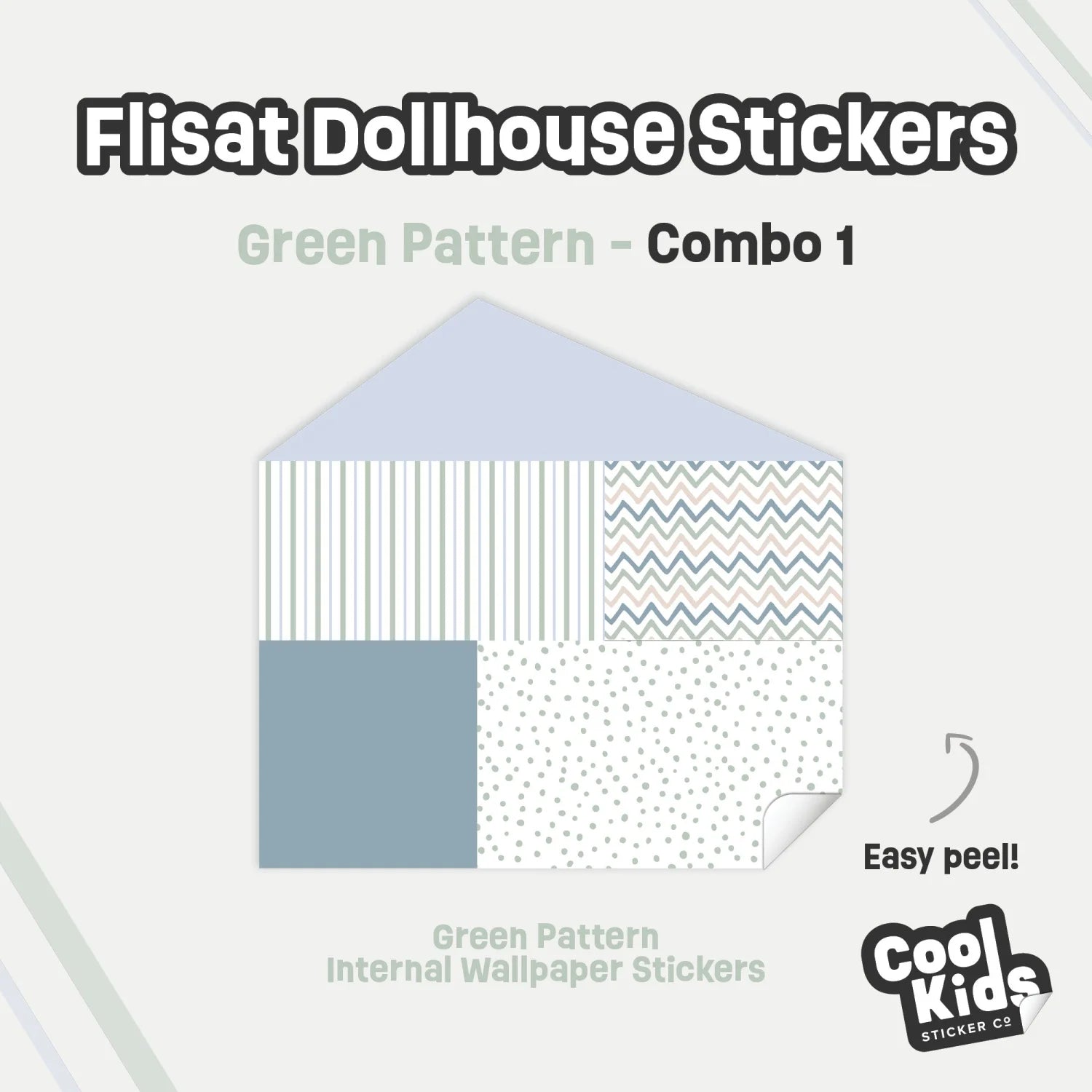 Green Pattern Flisat Dollhouse Decals - Furniture Decals