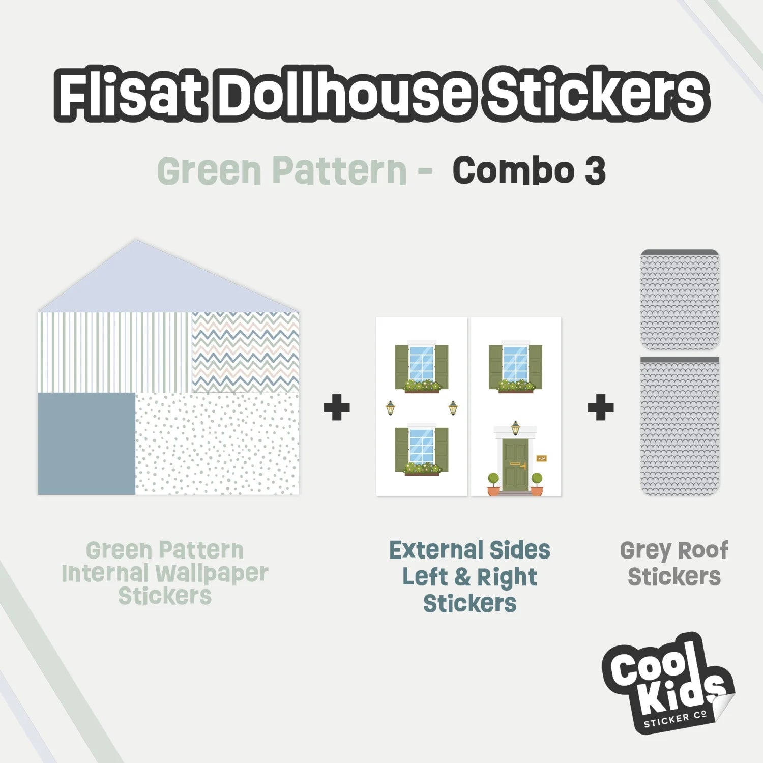 Green Pattern Flisat Dollhouse Decals - Furniture Decals