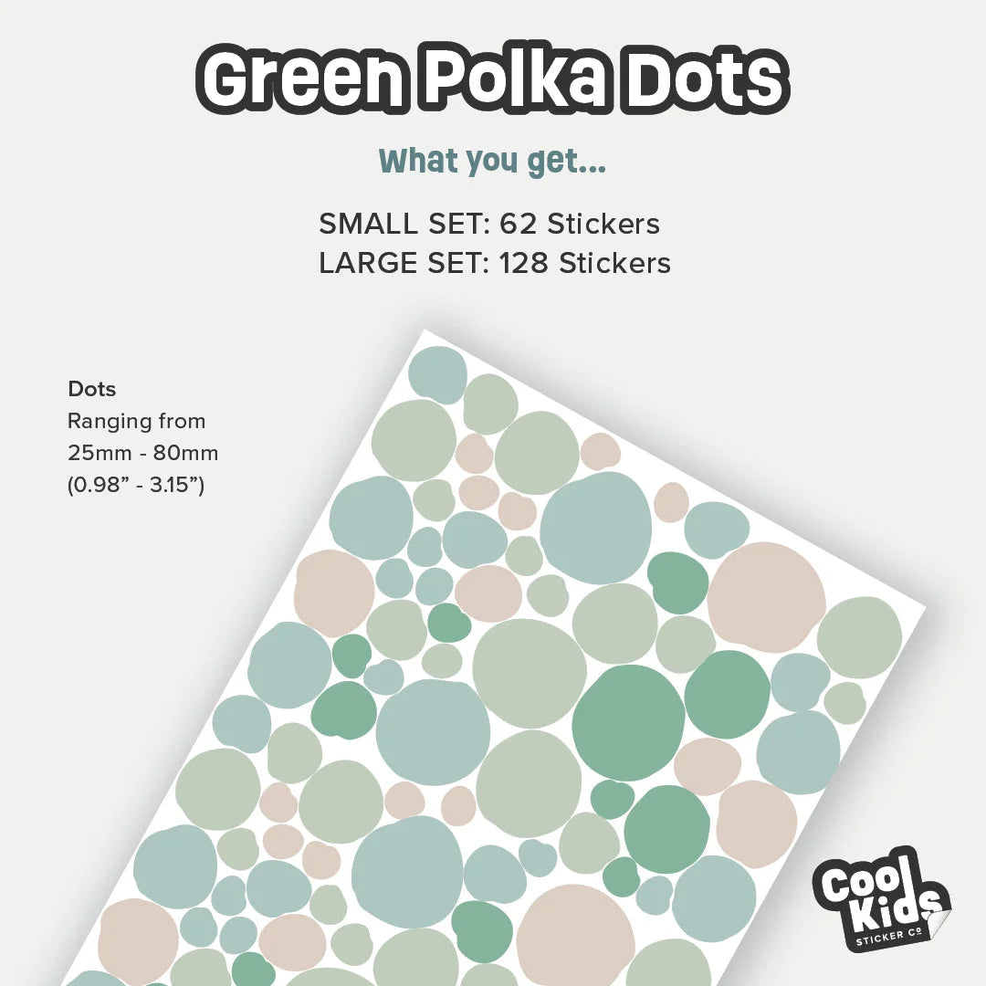 Greens Polka Dot Wall Decals - DW0. Polka Dot Decals