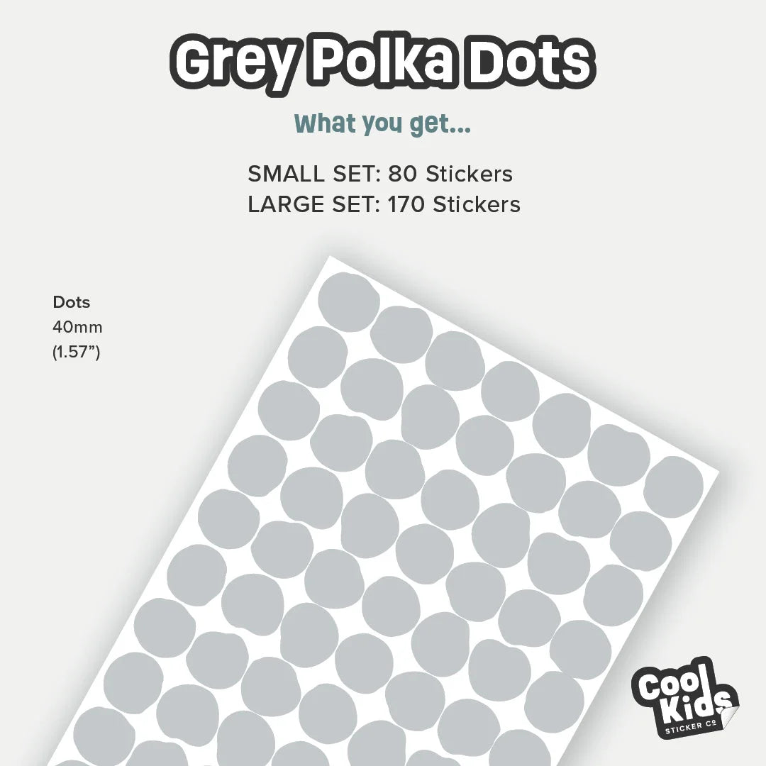 Grey Polka Dot Wall Decal - DW0. Polka Dot Decals