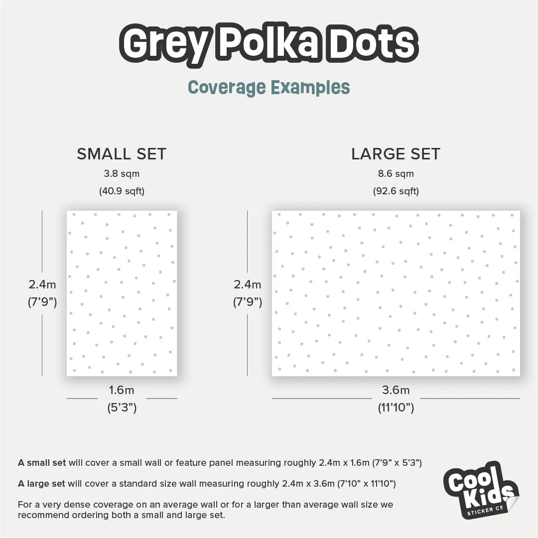 Grey Polka Dot Wall Decal - DW0. Polka Dot Decals