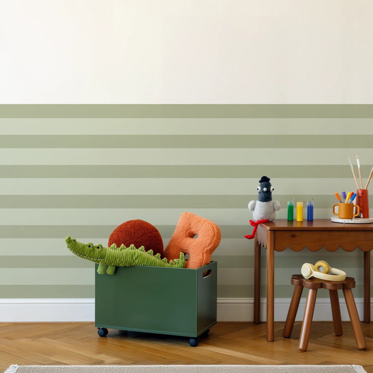 Horizontal Stripes Wall Panels - Apple & Artichoke - DW11.