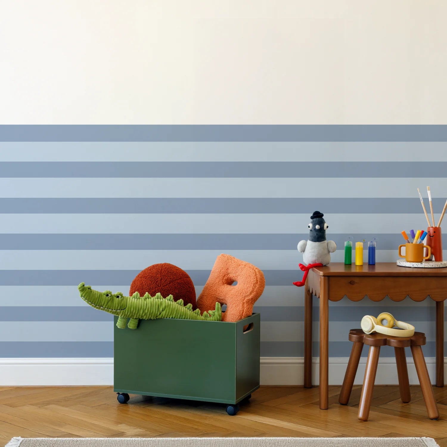 Horizontal Stripes Wall Panels - Blue & Sky - DW11.