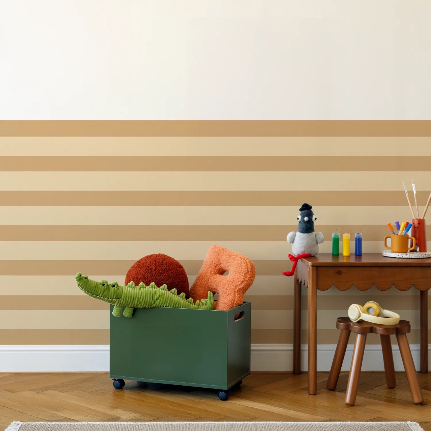 Horizontal Stripes Wall Panels - Butter & Mustard - DW11.