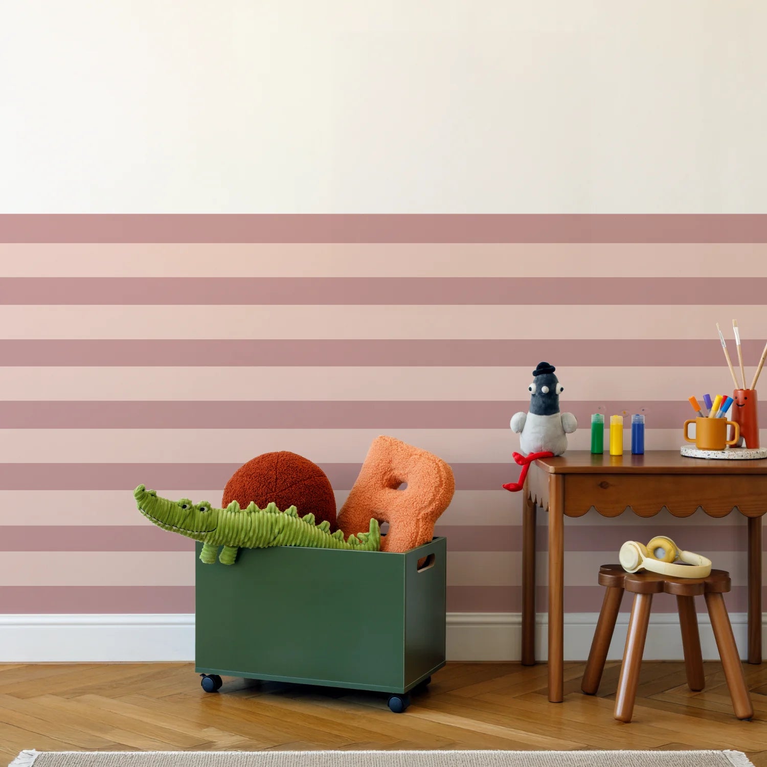 Horizontal Stripes Wall Panels - Pink & Blush - DW11.