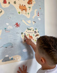 Interactive World Map Wall Decal Green & Blue DW4. Decals