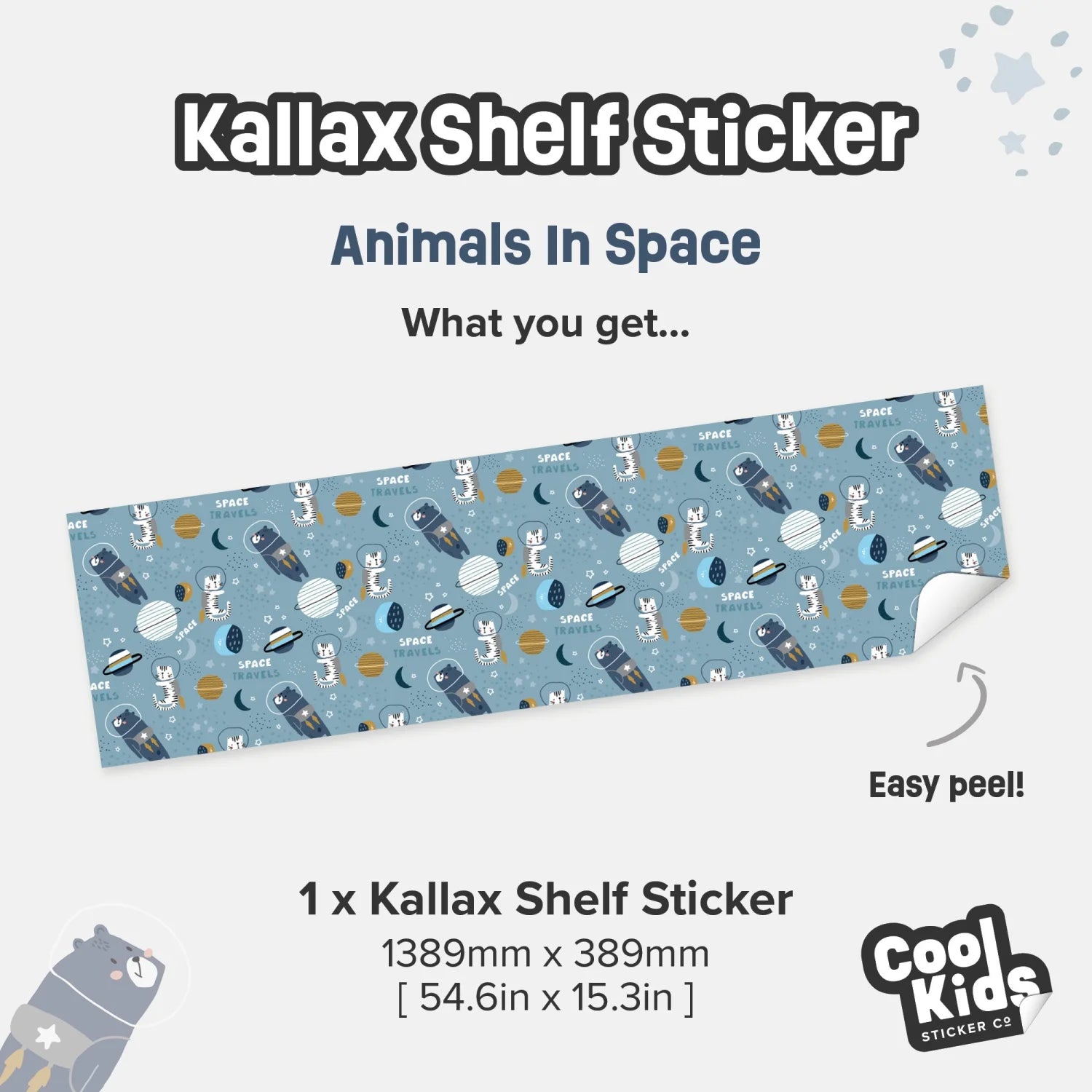 Kallax Shelf Animals In Space Decal - Furniture Decals