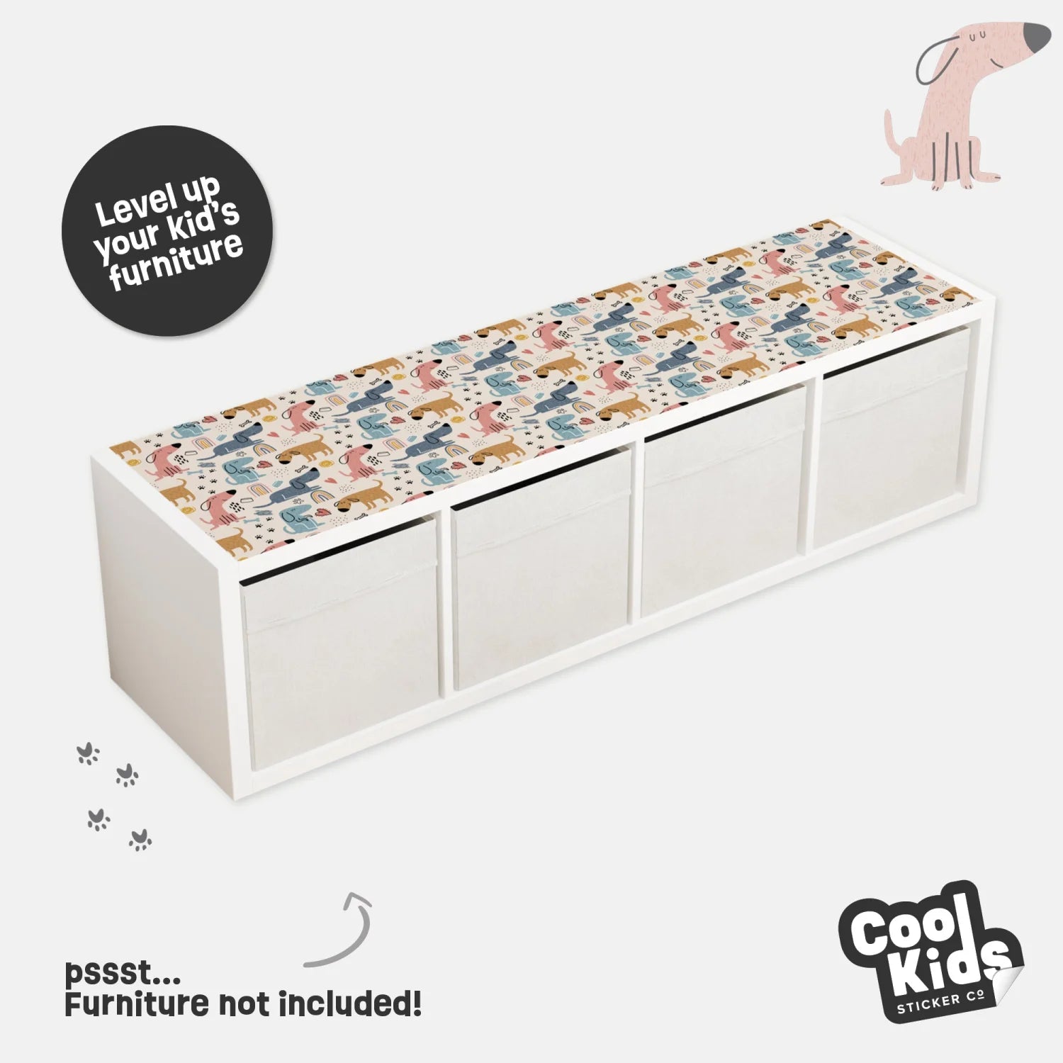 Kallax Shelf Dogs and Paws Decal - Furniture Decals