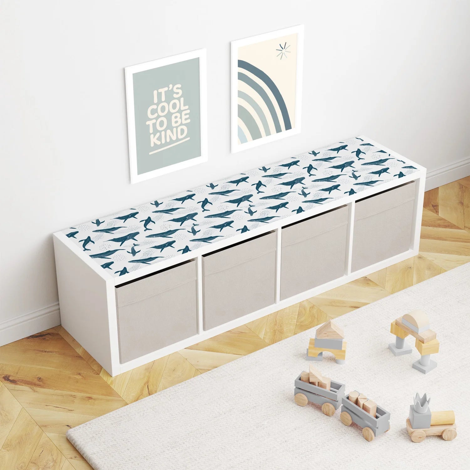 Kallax Shelf Dreamy Whales Decal - Furniture Decals