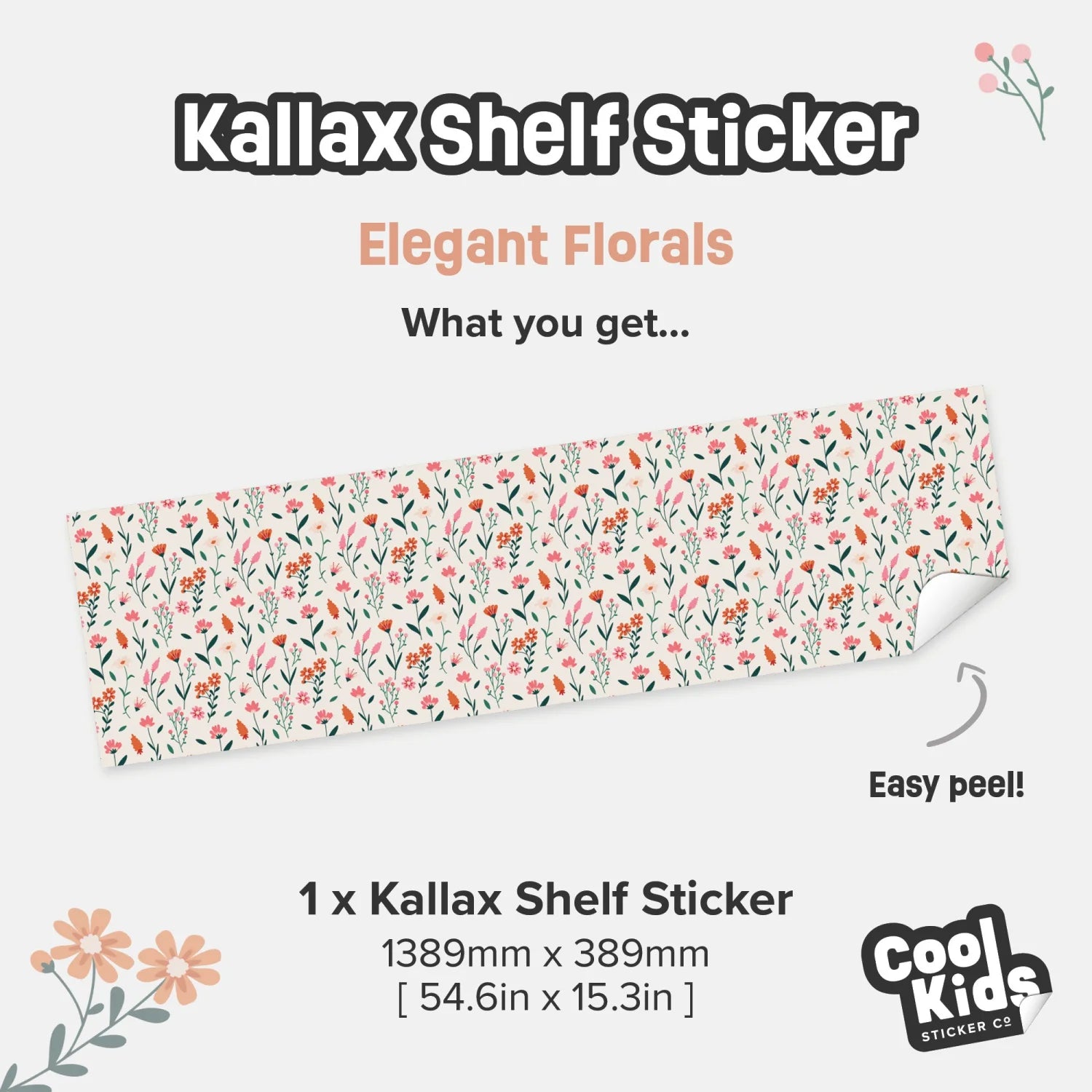 Kallax Shelf Elegant Florals Decal - Furniture Decals