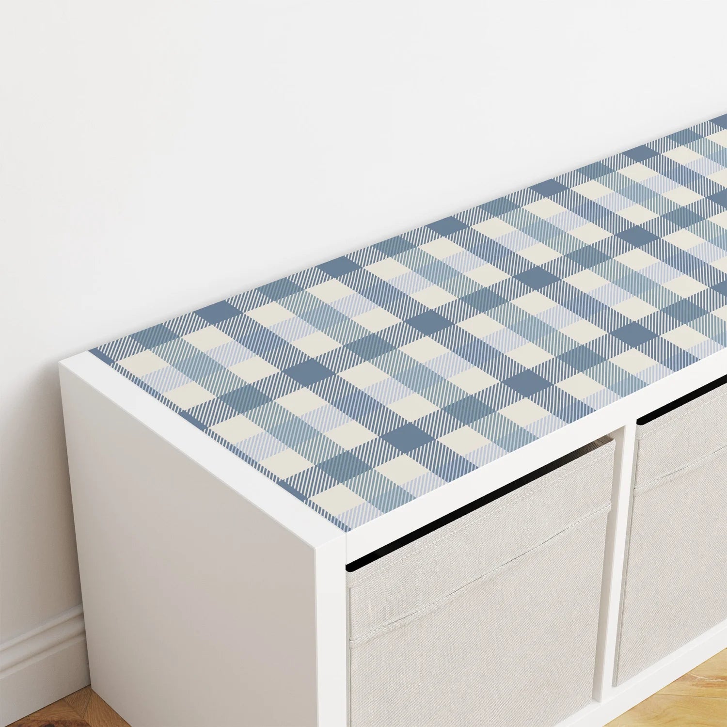 Kallax Shelf Gingham Blue Decal - Furniture Decals - Kallax