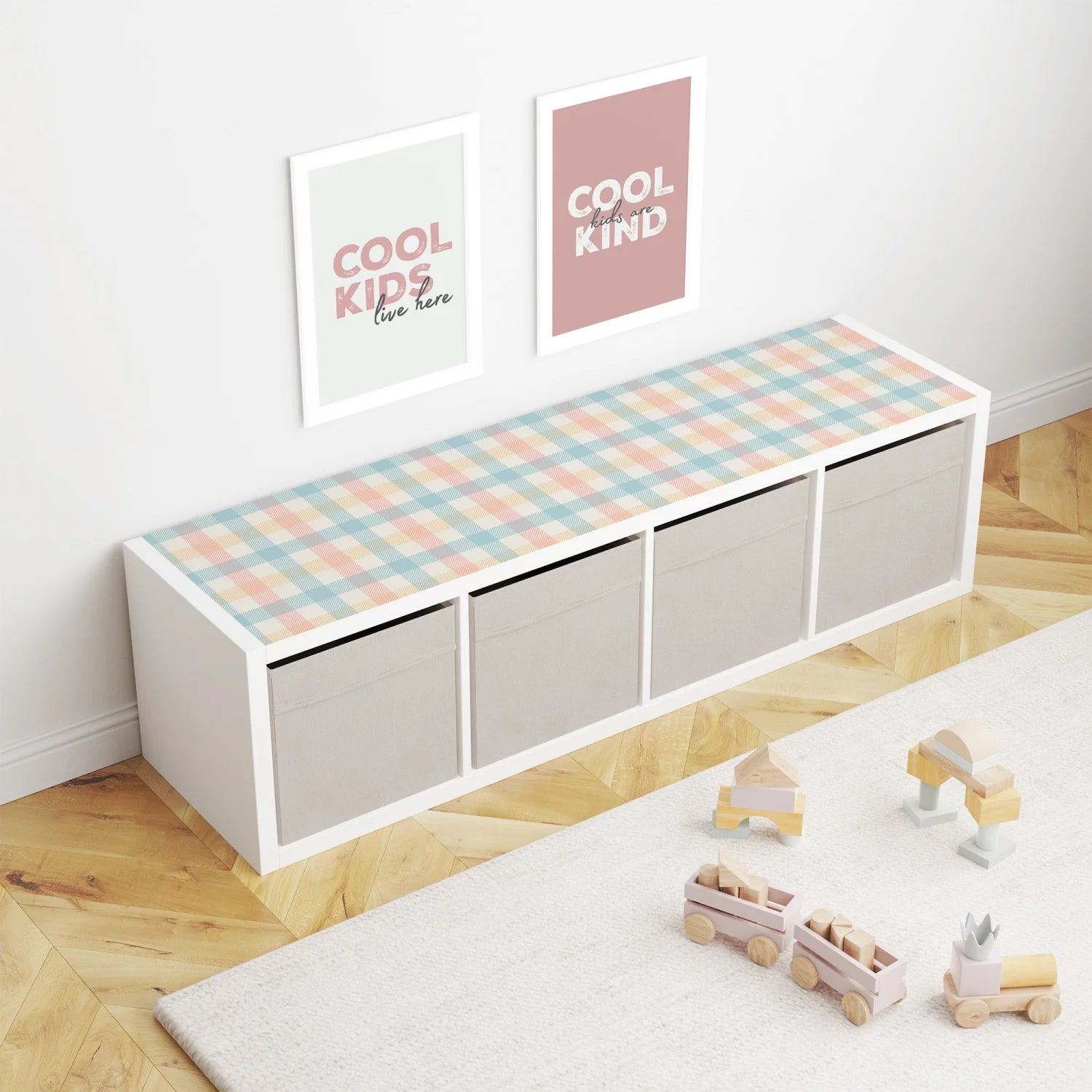 Kallax Shelf Gingham Multi Decal - Furniture Decals