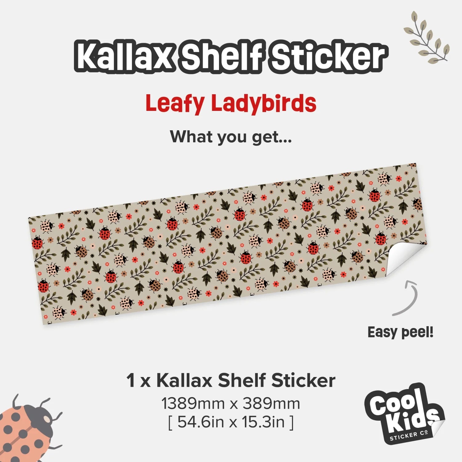 Kallax Shelf Leafy Ladybirds Decal - Furniture Decals