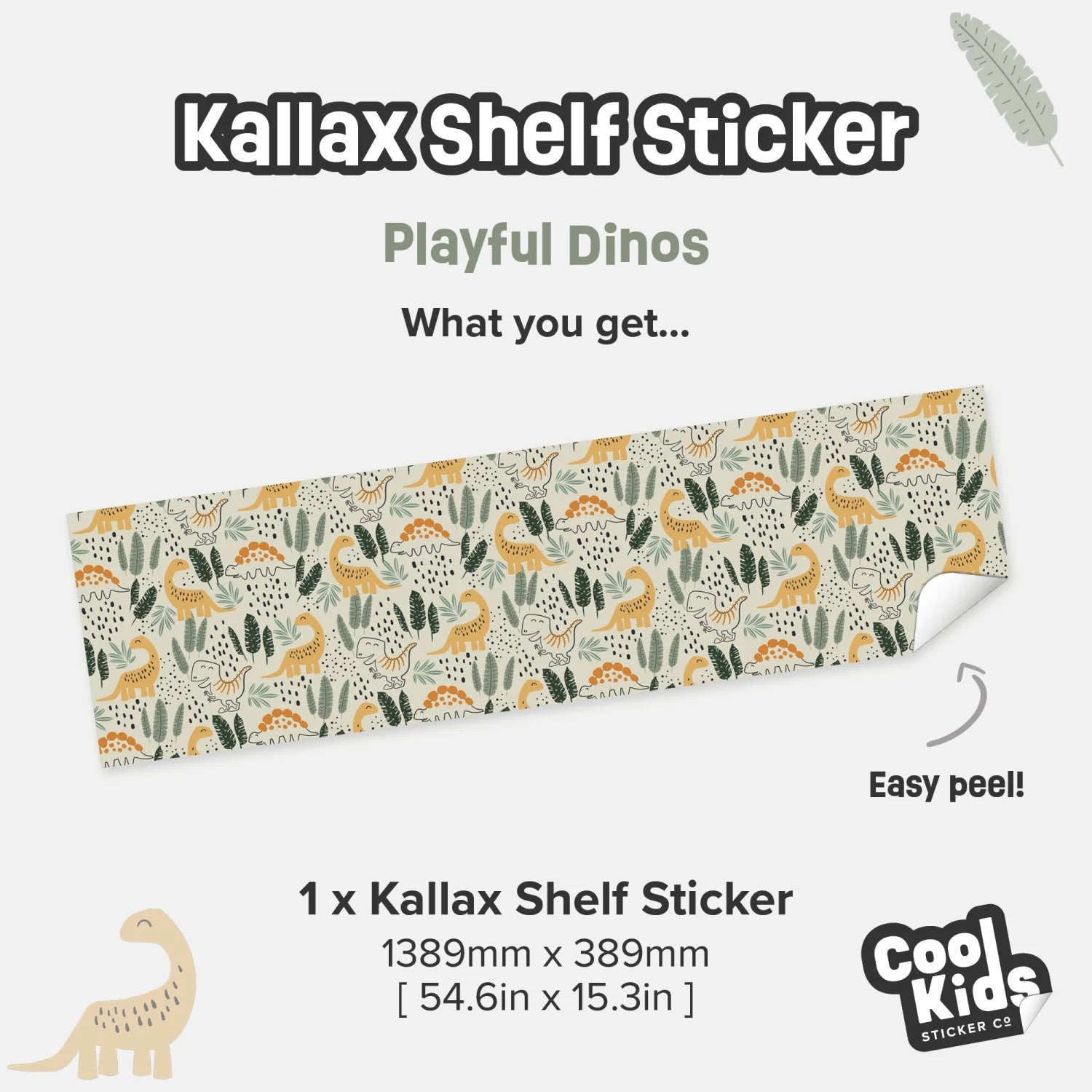 Kallax Shelf Playful Dinos Decal - Furniture Decals