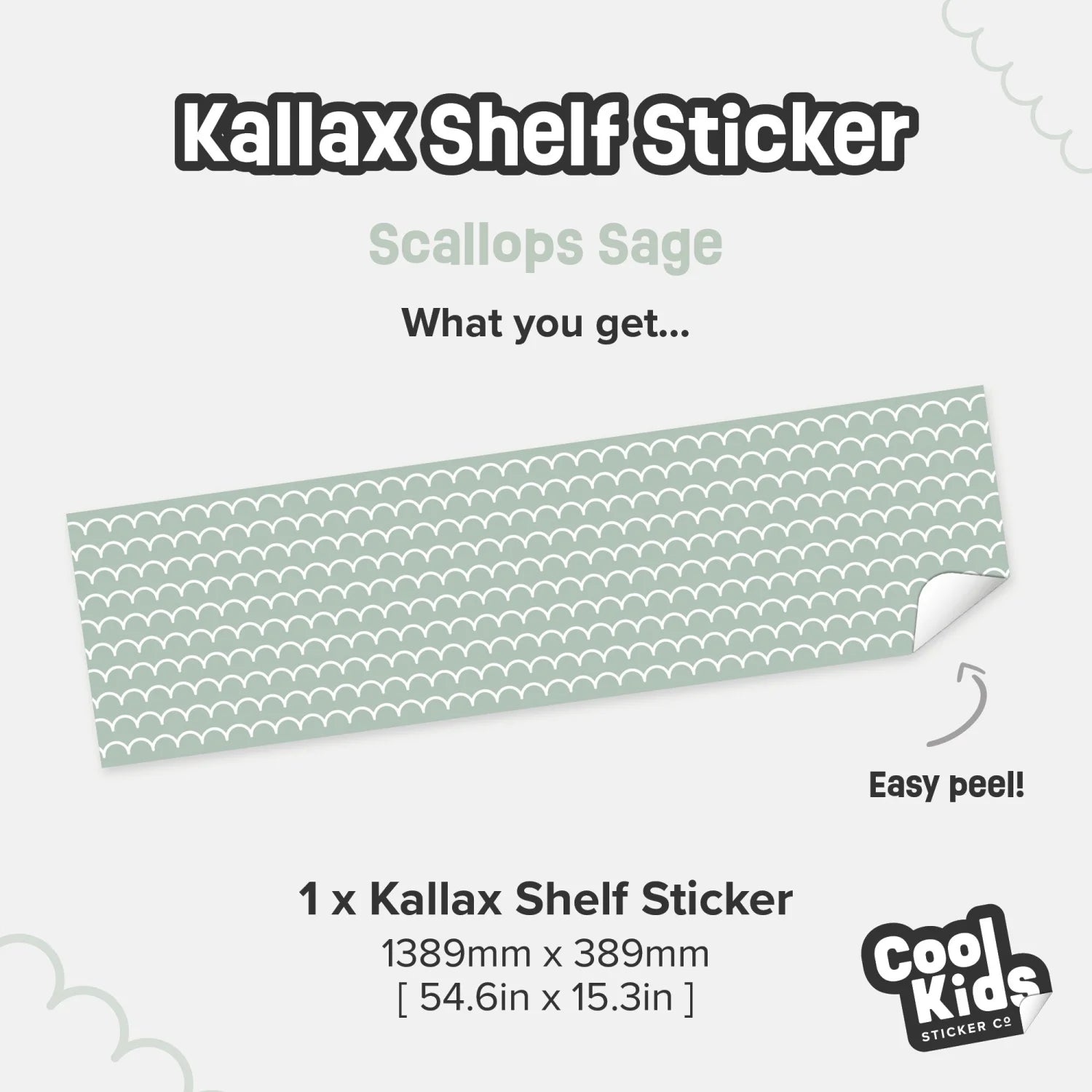 Kallax Shelf Scallops Sage Decal - Furniture Decals