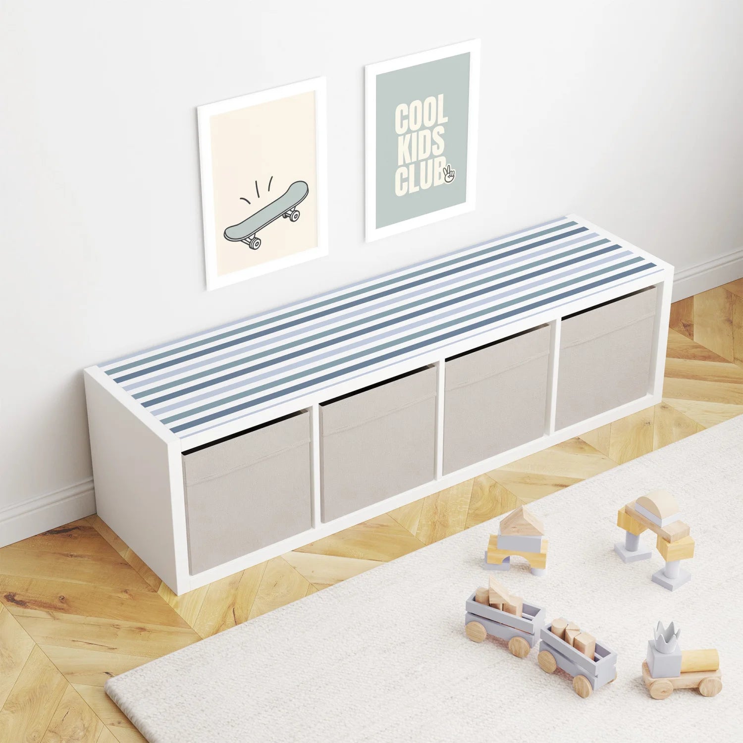 Kallax Shelf Stripes Blue Decal - Furniture Decals - Kallax