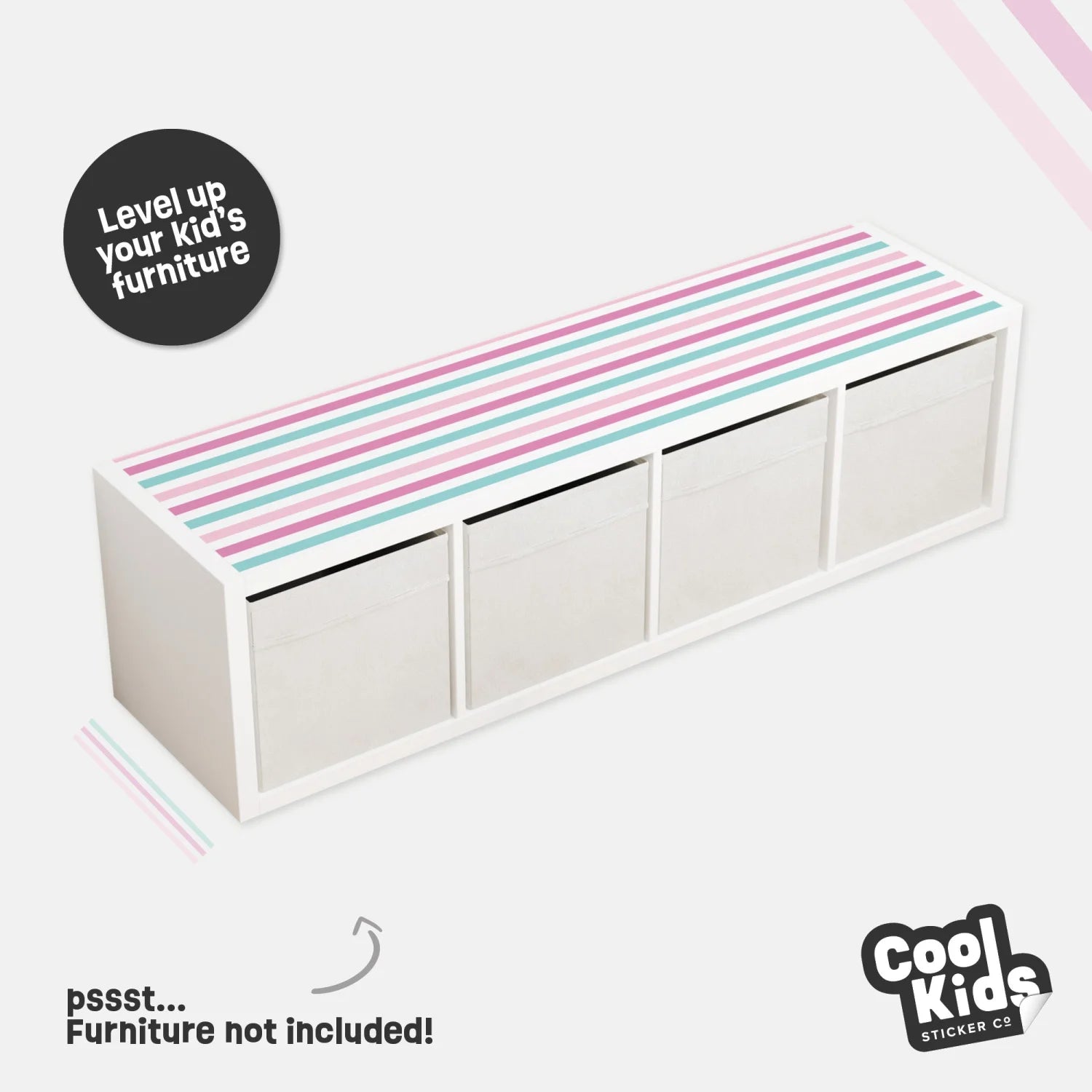 Kallax Shelf Stripes Pink Decal - Furniture Decals - Kallax