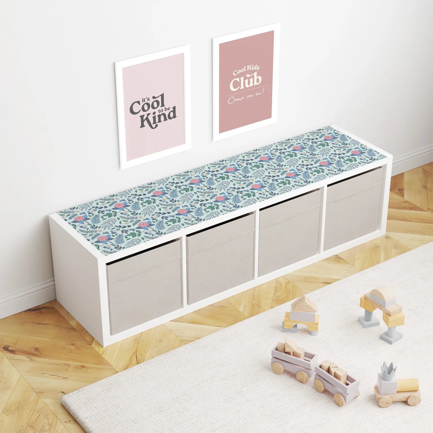 Kallax Shelf Vintage Florals Decal - Furniture Decals
