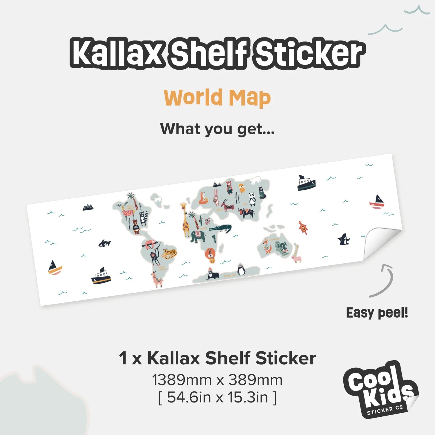 Kallax Shelf World Map Decal - Furniture Decals - Kallax