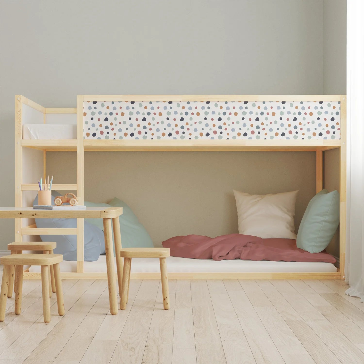 Kura Bed Abstract Dots Warm Decals - Furniture Decals