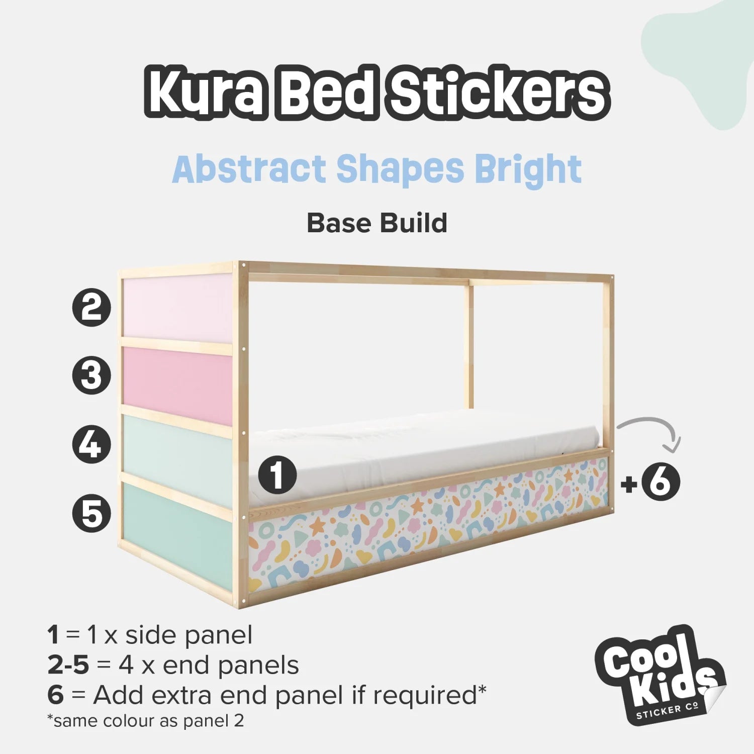 Kura Bed Abstract Shapes Bright Decals - Furniture Decals