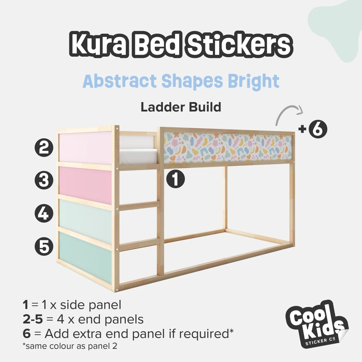 Kura Bed Abstract Shapes Bright Decals - Furniture Decals