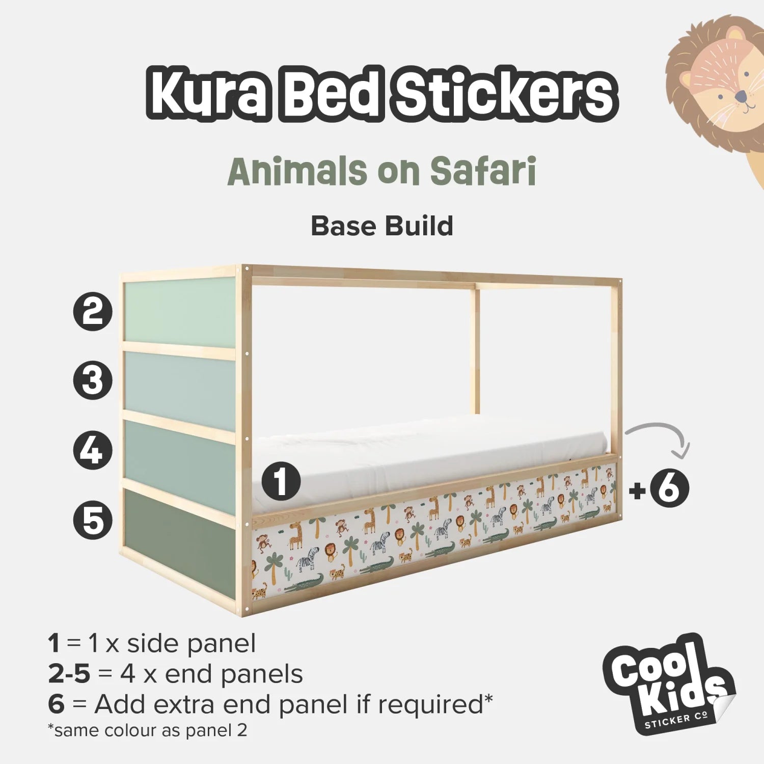 Kura Bed Animals On Safari Decals - Furniture Decals - Kura