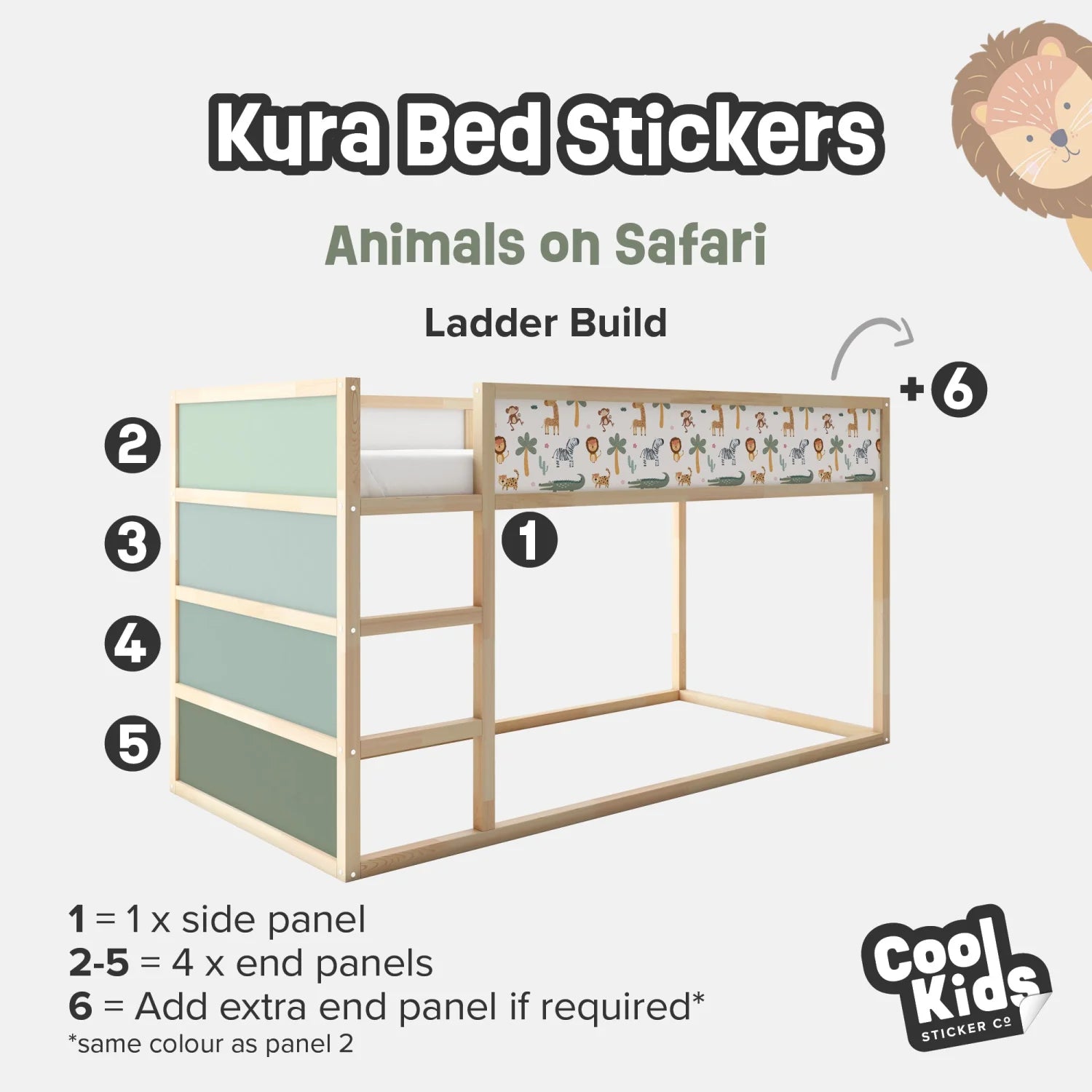 Kura Bed Animals On Safari Decals - Furniture Decals - Kura