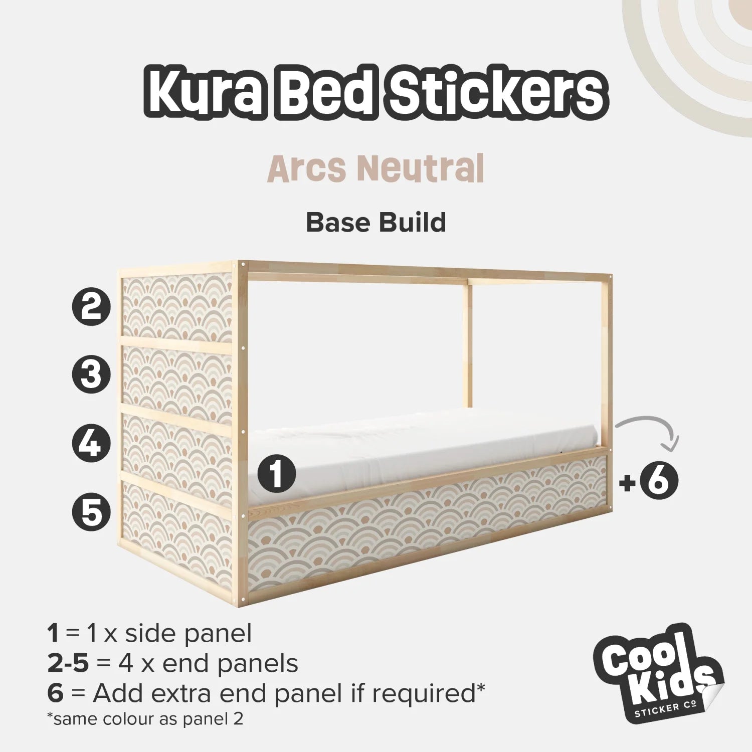 Kura Bed Arcs Neutral Decals - Furniture Decals - Kura Bed