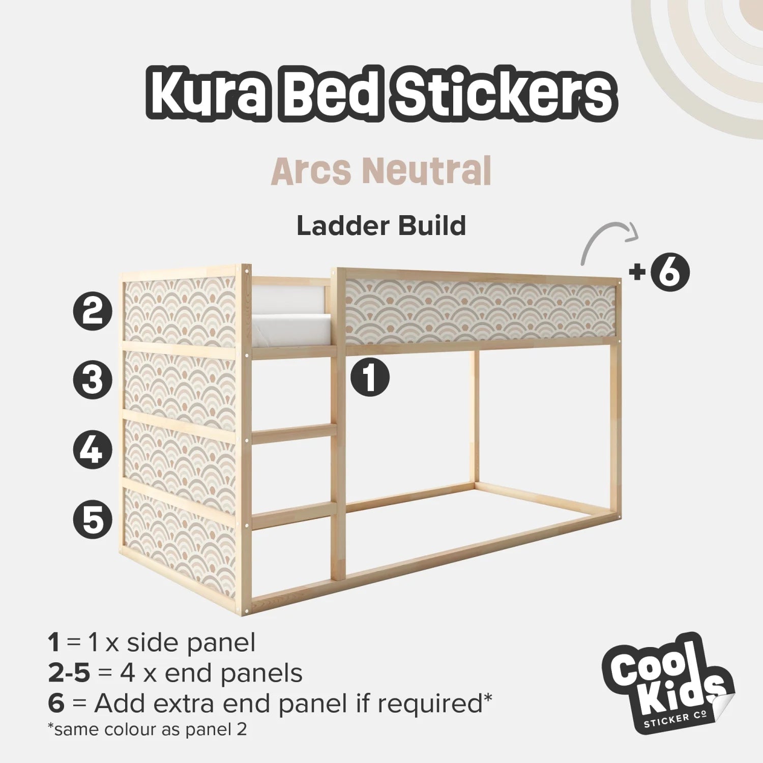 Kura Bed Arcs Neutral Decals - Furniture Decals - Kura Bed