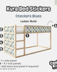 Kura Bed Checkers Blue Decals - Furniture Decals - Kura Bed