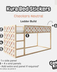 Kura Bed Checkers Neutral Decals - Furniture Decals - Kura