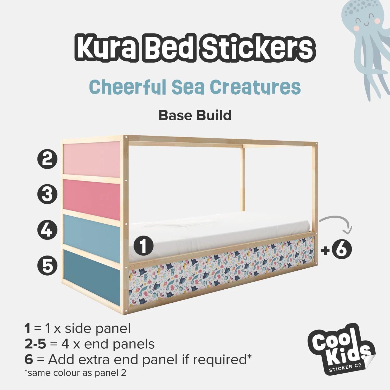 Kura Bed Cheerful Sea Creatures Decals - Furniture Decals