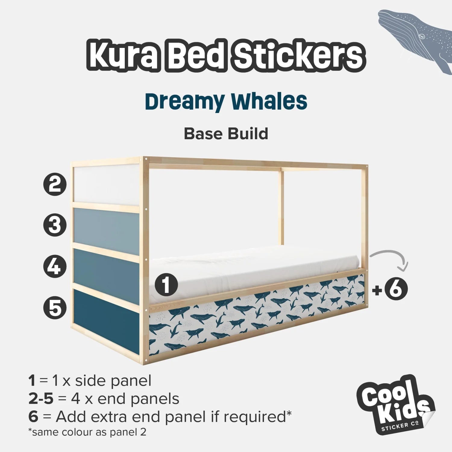 Kura Bed Dreamy Whales Decals - Furniture Decals - Kura Bed