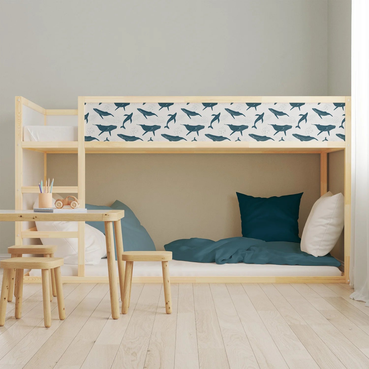 Kura Bed Dreamy Whales Decals - Furniture Decals - Kura Bed