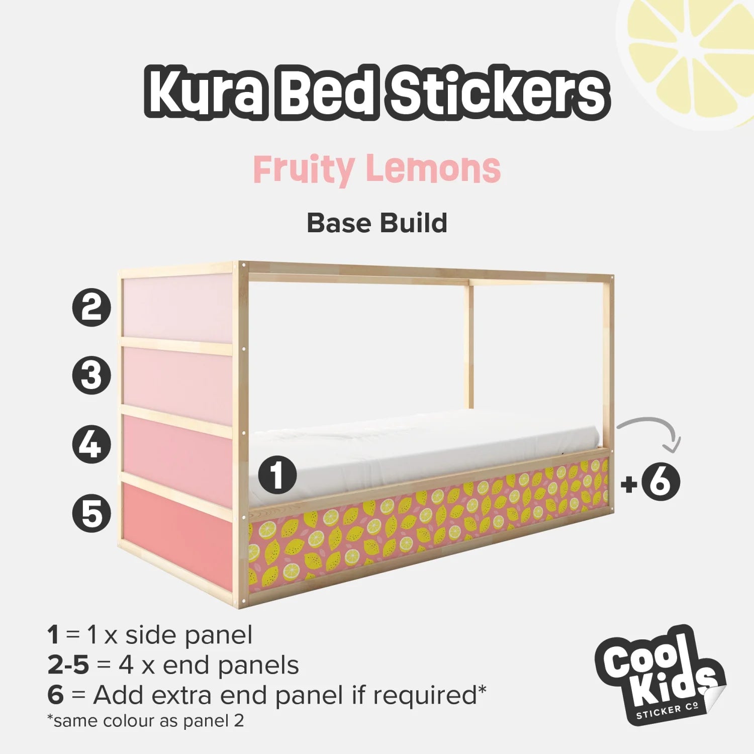 Kura Bed Fruity Lemons Decals - Furniture Decals - Kura Bed